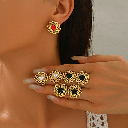 Серьги-гвоздики из нержавеющей стали в форме цветка, золотые