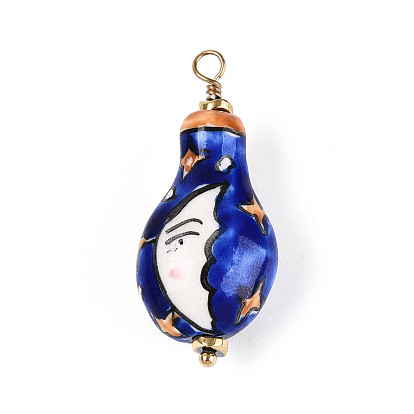 Фарфора ручной работы подвески, бутылочка с подвесками в виде луны, с 304 вывод из нержавеющей стали