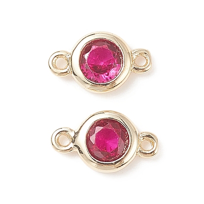 Шармы-соединители из латуни с паве из кубического циркония, реальный 18 k позолоченный, долговечный, плоско-круглые