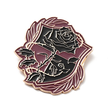 Rose Flower Enamel Pin, Academy Theme Alloy Badge for Backpack Clothes, Rose Gold