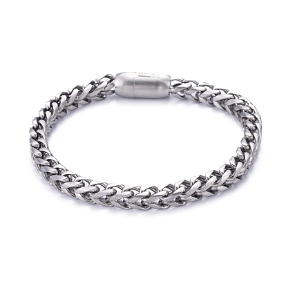304 Stainless Steel Wheat Chain Bracelets, with Magnetic Clasps