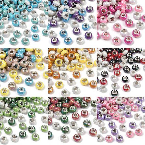 Непрозрачная смола европейский бисер, бусины с большим отверстием, рондель с латунными сердечниками, покрытыми серебром