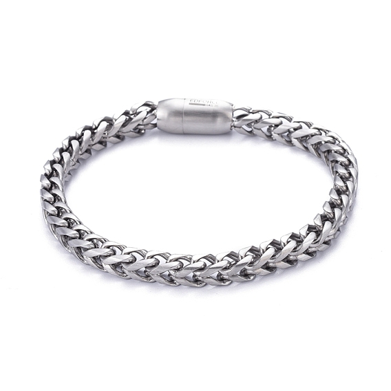 304 Stainless Steel Wheat Chain Bracelets, with Magnetic Clasps