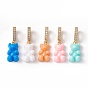 Opaque Resin Pendants, with Golden Tone Brass Crystal Rhinestone Findings, Bear