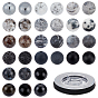 225Pcs 15 Style Natural & Synthetic Gemstone Beads, Round, with 1 Roll Nylon Thread for Jewelry Making