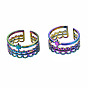 Manschettenringe mit Sternen, hohle breite offene Ringe, Regenbogenfarbe 304 Edelstahlring für Damen