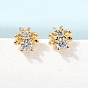Bees Brass Micro Pave Cubic Zirconia Stud Earrings for Women, Rack Plating, Long-Lasting Plated, Cadmium Free & Lead Free, Real 18K Gold Plated