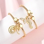 Браслеты с подвесками из латуни с прозрачным кубическим цирконием, латунные браслеты-змейки для женщин