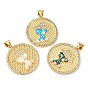 Rack Plating Brass Micro Pave Cubic Zirconia Pendants, with Plastic Pearl Beads, Cadmium Free & Lead Free, Long-Lasting Plated, Real 18K Gold Plated