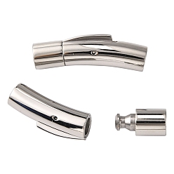 Column 304 Stainless Steel Bayonet Necklace Clasps, Ion Plating (IP), 28~28.7x7x8mm, Hole: 5mm
