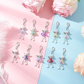 10шт. Цветочный ангел стеклянный кулон украшения, с цинковым сплавом застежками омаров коготь