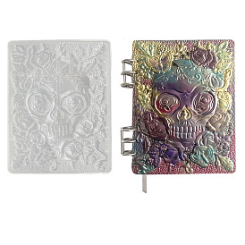Silicone Skull & Rose & Butterfly Pattern Binder Notebook Cover Molds, Resin Casting Molds, for UV Resin, Epoxy Resin Craft Making