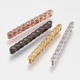 Brass Micro Pave Cubic Zirconia Spacer Bars, Clear