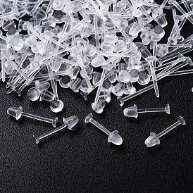 1000Pcs 2 Style Eco-Friendly Plastic Stud Earring Findings, Flat Round, with Ear Nuts