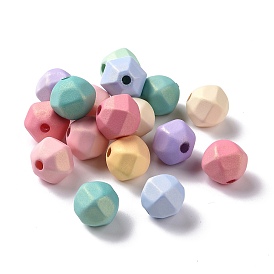 Spray Painted ABS Plastic Beads, Rubberized Style, Faceted, Round