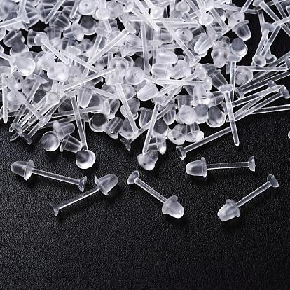 1000Pcs 2 Style Eco-Friendly Plastic Stud Earring Findings, Flat Round, with Ear Nuts