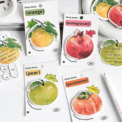 30 Sheets Cute Fruits Memo Pad Sticky Notes, Sticker Tabs, for Office School Reading