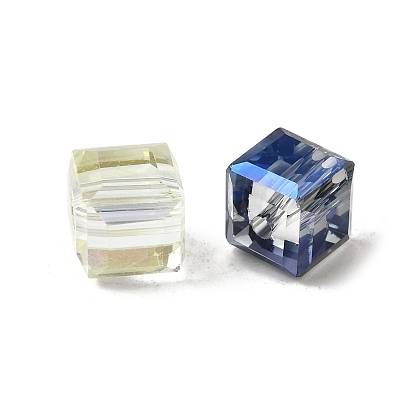 Гальваническим стеклянные бусины, кубические, граненые