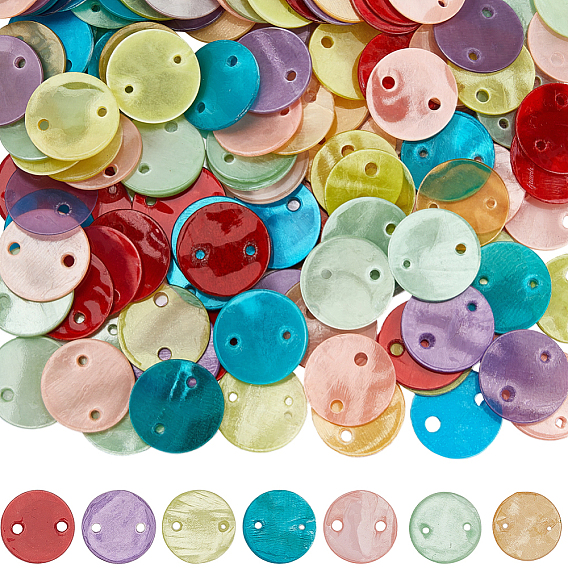 140 шт. 7 цвета окрашенные распылением натуральные подвески-соединители Capiz, ссылки на диски