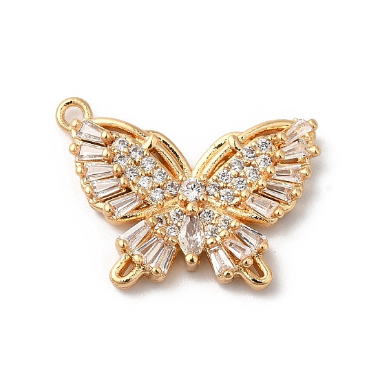 Латунные микропаве прозрачные подвески с фианитом, бабочка