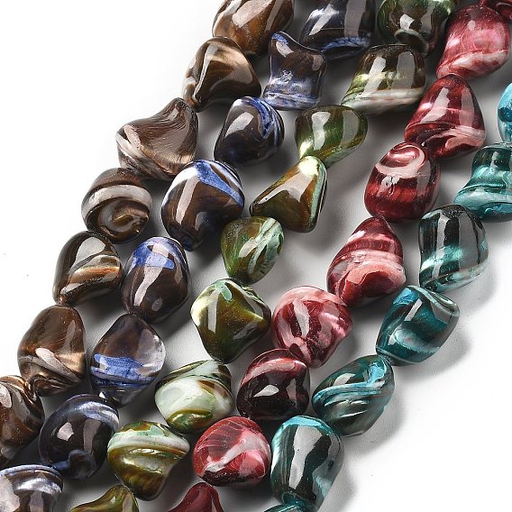 Окрашенные нити натуральных бусин-ракушек трохуса, самородки