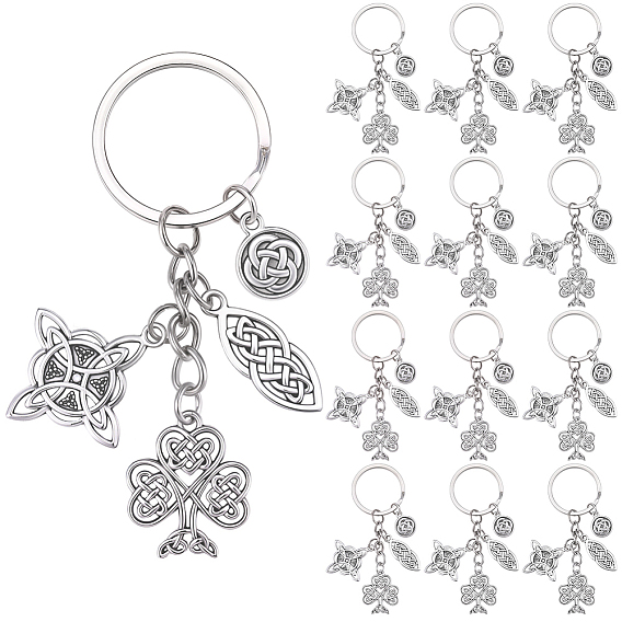 20Pcs Alloy Keychains, Knot, with Iron Rings