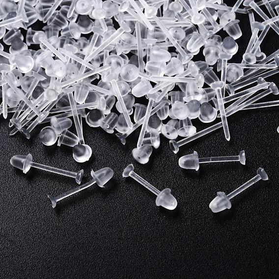 1000Pcs 2 Style Eco-Friendly Plastic Stud Earring Findings, Flat Round, with Ear Nuts