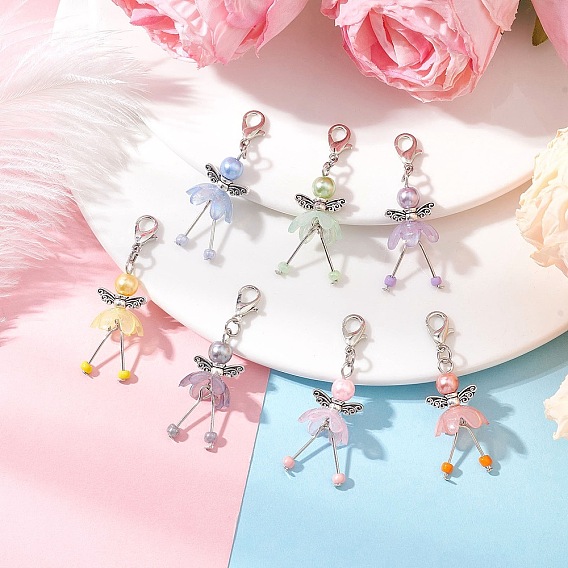 Цветочный ангел акриловые подвесные украшения, Сплав с застежками когтя омара