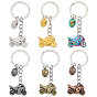 6Pcs 6 Colors Motorbike with Helmet Alloy Pendant Keychains, with Split Key Ring, for Purse, Backpack Ornament