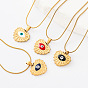 304 Stainless Steel Enamel Evil Eye Heart Pendant Necklaces for Men Women, Golden