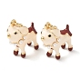 Brass with Enamel & ABS Plastic Imitation Pearl Pendants, Dog Charms, Rack Plating, Long-Lasting Plated, Cadmium Free & Lead Free, Real 18K Gold Plated