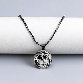 Плоские круглые с драконом инь-ян 201 эмалированные подвески из нержавеющей стали