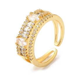 Clear Cubic Zirconia Oval Cuff Ring, Brass Jewelry for Women
