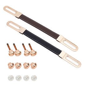 CHGCRAFT 2 Sets 2 Colors PU Leather Sliding Bag Handles, with Light Gold Aluminium Alloy Findings, for Bag Straps Replacement Accessories