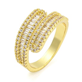 Brass Micro Pave Clear Cubic Zirconia Adjustable Finger Rings for Women