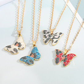 Fashionable Butterfly Necklace with Vintage Irregular Geometric Pendant and Collarbone Chain