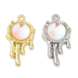 Alloy Pendants, with Glass, Cadmium Free & Lead Free, Flat Round Melting Charms
