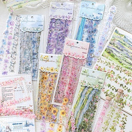 20Pcs Flower PET Self-Adhesive Stickers, for DIY Photo Album Diary Scrapbook Decoration