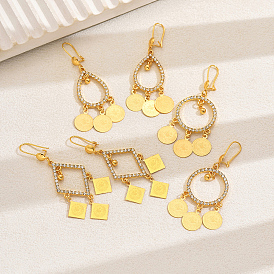 Элегантные серьги-люстры из цинкового сплава в ближневосточном стиле, золотые, со стразами