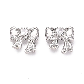 Латунные микропаве прозрачные подвески с фианитом, бантом прелести