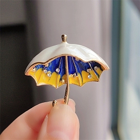 Umbrella Enamel Pins, Alloy Rhinestone Brooches for Backpack Clothes