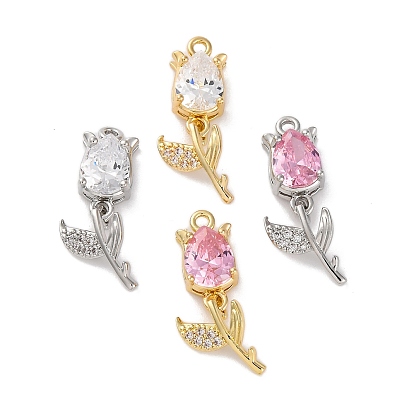 Ионное покрытие (ip) латунные микропаве кубические цирконии тюльпаны подвески