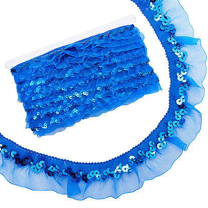 Rüschenborte aus elastischem Polyester, zur Kleidungsdekoration, mit Pailletten
