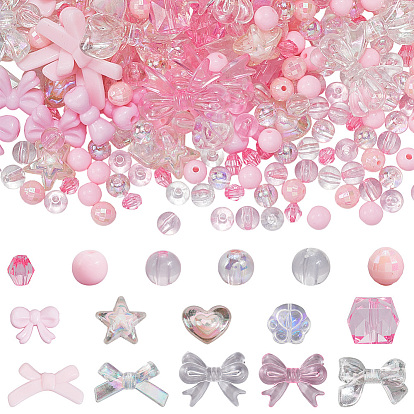100шт 10 стили непрозрачные и прозрачные акриловые бусины, разнообразные