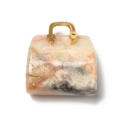 Gemstone Brass Pendants, Handbag Charms, Golden