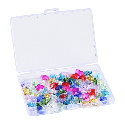 72Pcs 12 Colors Birthstone Glass Beads, Faceted Butterfly