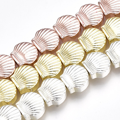 Electroplate Non-magnetic Synthetic Hematite Beads Strands, Scallop Shell Shape