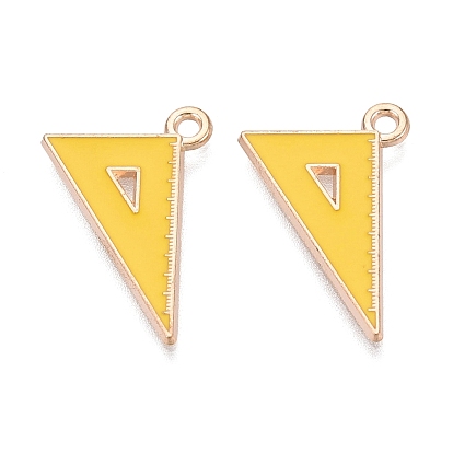 Emaille Anhänger Legierung, quadratische Anhänger, Licht Gold