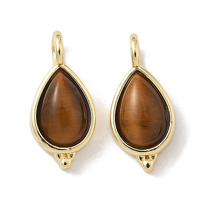 Природных тигровый глаз подвески, слезинки, с латунной, стойки покрытие, долговечный, без кадмия и без свинца