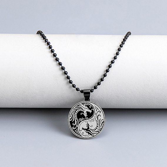 Плоские круглые с драконом инь-ян 201 эмалированные подвески из нержавеющей стали